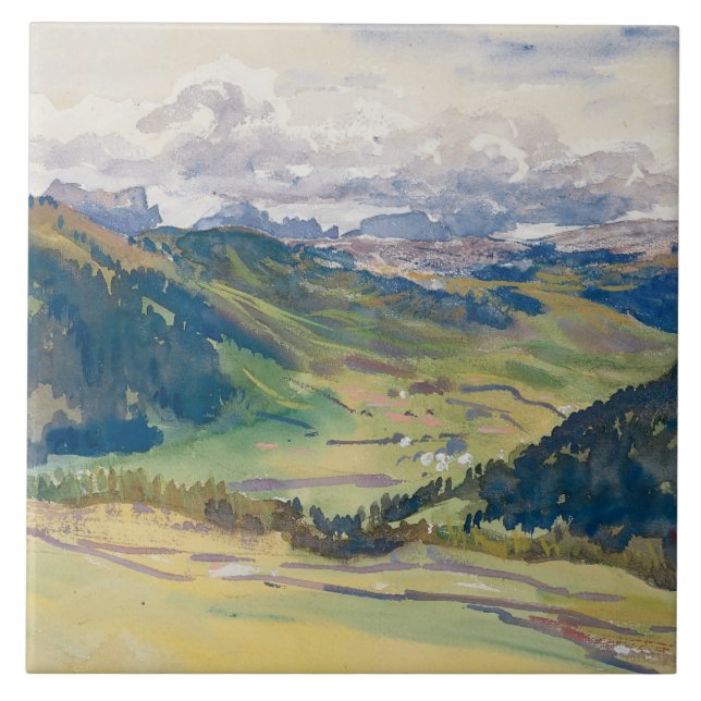 John Singer Sargent - Open Valley, Dolomites Tile (Front)