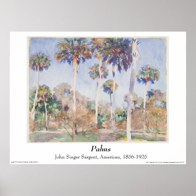 John Singer Sargent Watercolor - Palms Poster (Front)