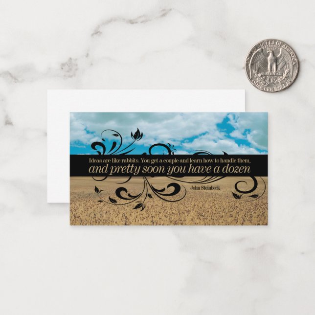 John Steinbeck Inspirational Quote "Ideas" Card (Front/Back In Situ)
