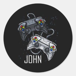 John Video Game Online Gaming Gamer Player Boys Na Classic Round Sticker