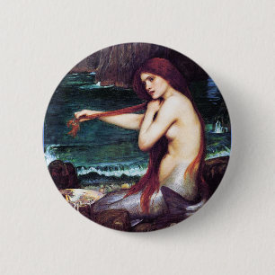 John Waterhouse - A Mermaid 6 Cm Round Badge