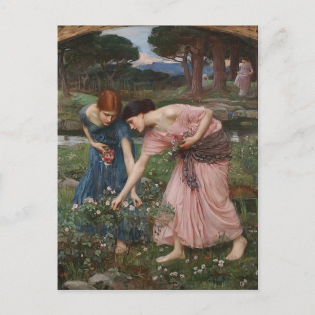 John Waterhouse- Gather Ye Rosebuds While Ye May Postcard (Front)