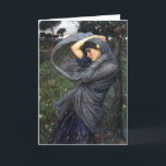 John Waterhouse Pre-Raphaelite Boreas Card<br><div class="desc">Boreas is an oil painting in the Pre-Raphaelite style created in 1903 by John William Waterhouse. The painting is titled Boreas, after the Greek god of the north wind and it shows a young girl buffeted by the wind. The 1904 Royal Academy notes described the subject of the painting as:...</div>