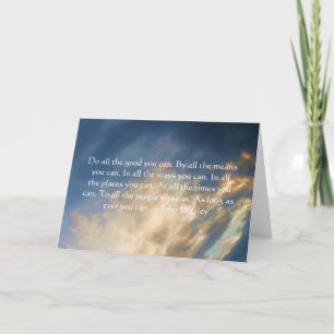 John Wesley Living Quote With Blue Sky Clouds Card