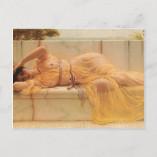 John William Godward- Girl in yellow Drapery Postcard