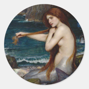 John William Waterhouse Mermaid Classic Round Sticker