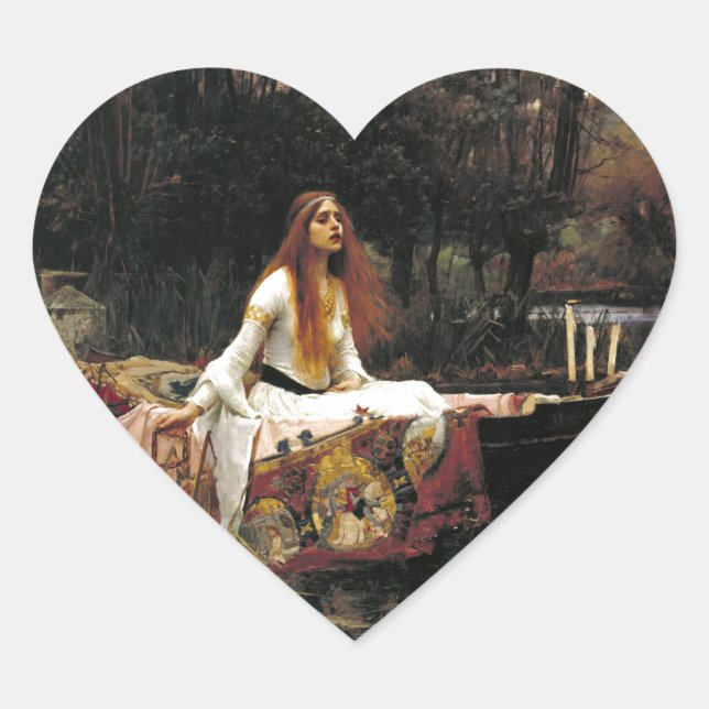 John William Waterhouse The Lady Of Shalott Heart Sticker (Front)