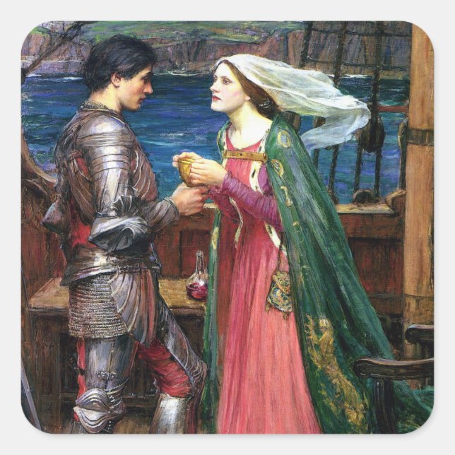 John William Waterhouse Tristan and Isolde Square Sticker (Front)