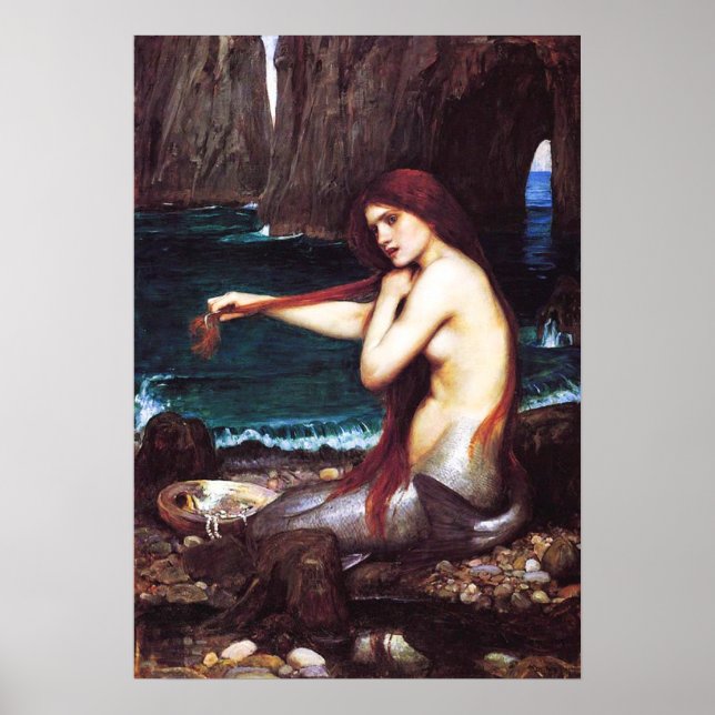 John William Waterhouse Vintage Mermaid Poster (Front)