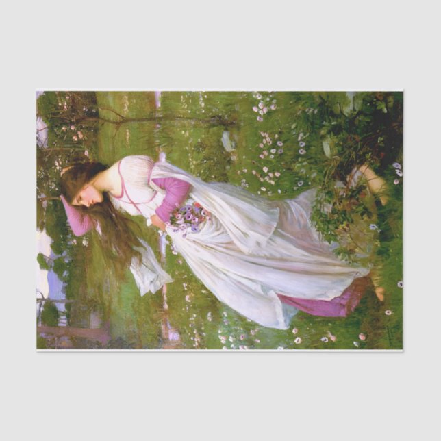 John William Waterhouse Windflowers Windswept  Tissue Paper (Front)