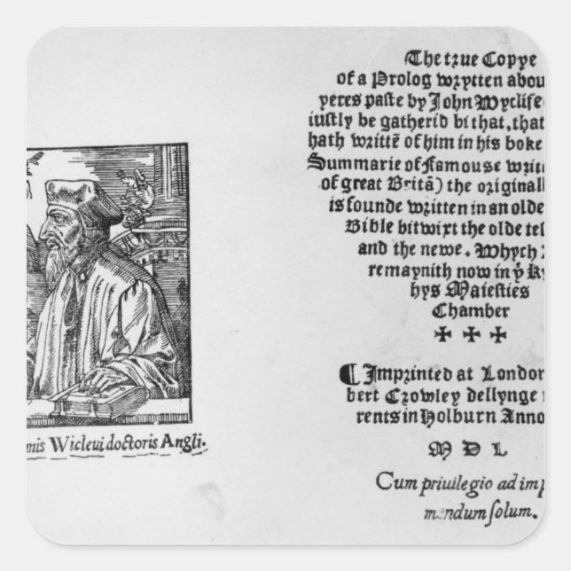 John Wycliffe Square Sticker (Front)