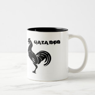 johnny_automatic_rooster_silhouette, GAZA BOB Two-Tone Coffee Mug