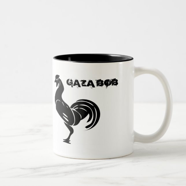 johnny_automatic_rooster_silhouette, GAZA BOB Two-Tone Coffee Mug (Right)