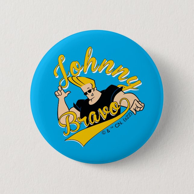 Johnny Bravo Athletic Graphic 6 Cm Round Badge (Front)