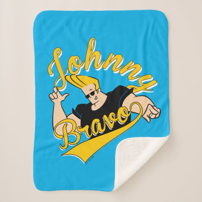Johnny Bravo Athletic Graphic Sherpa Blanket (Front)