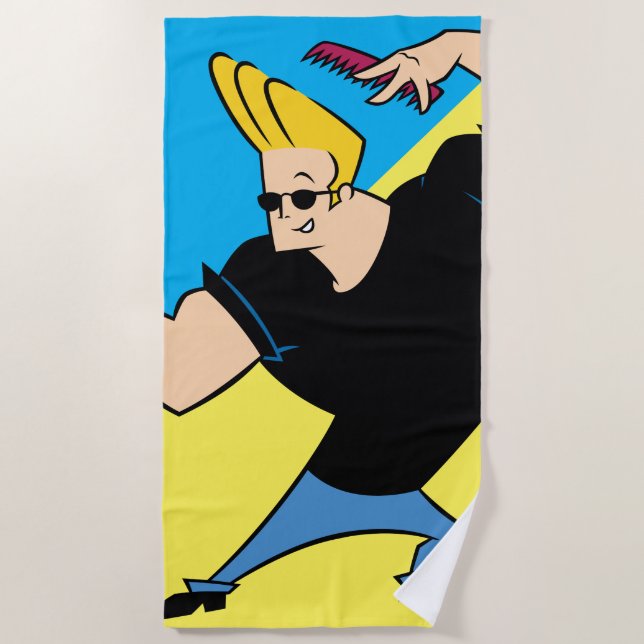 Johnny Bravo Combing Hair Beach Towel (Front)