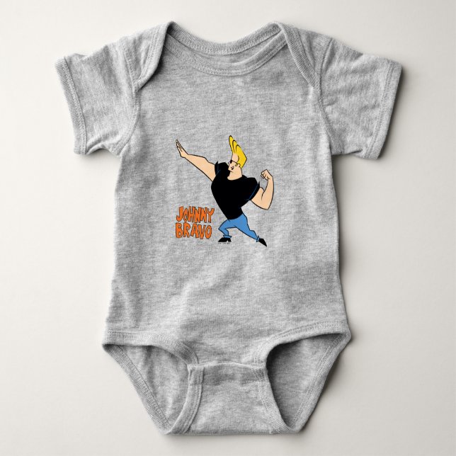 Johnny Bravo Flexing Baby Bodysuit (Front)