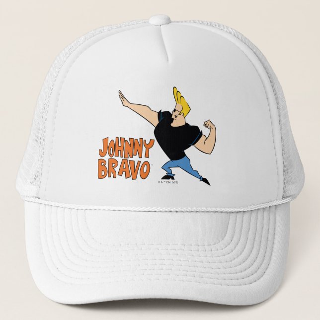 Johnny Bravo Flexing Trucker Hat (Front)