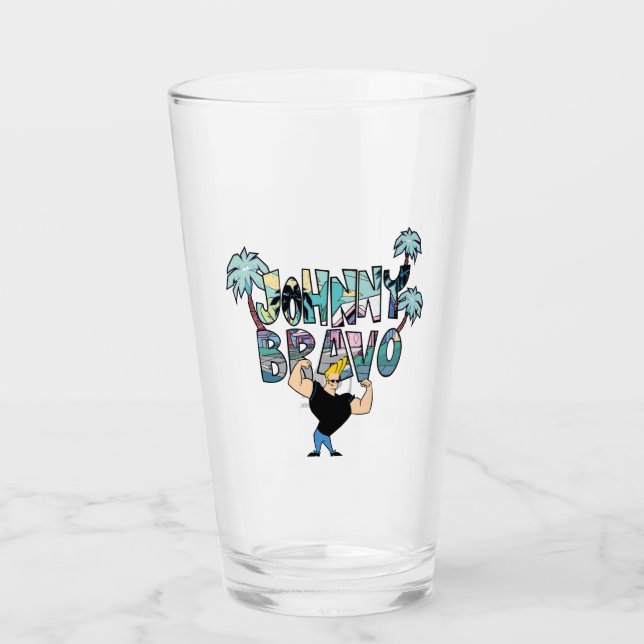 Johnny Bravo Palm Tree Name Glass (Front)