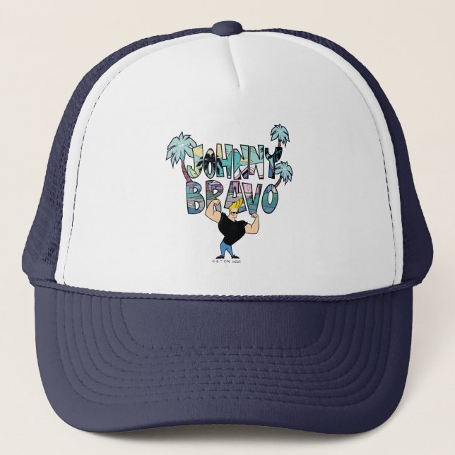 Johnny Bravo Palm Tree Name Trucker Hat (Front)