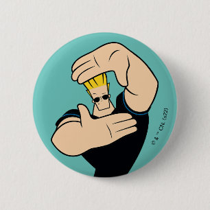 Johnny Bravo Picture Frame Pose 6 Cm Round Badge