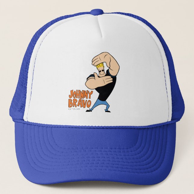 Johnny Bravo Picture Frame Pose Trucker Hat (Front)