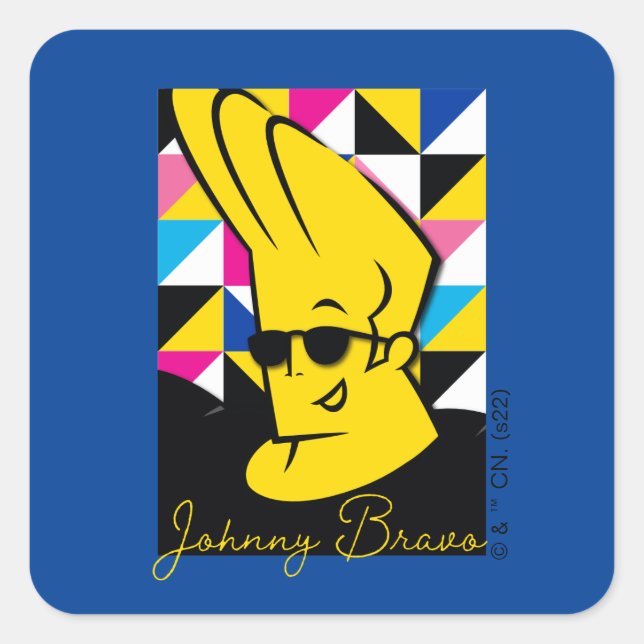 Johnny Bravo Pop Art Graphic Square Sticker (Front)