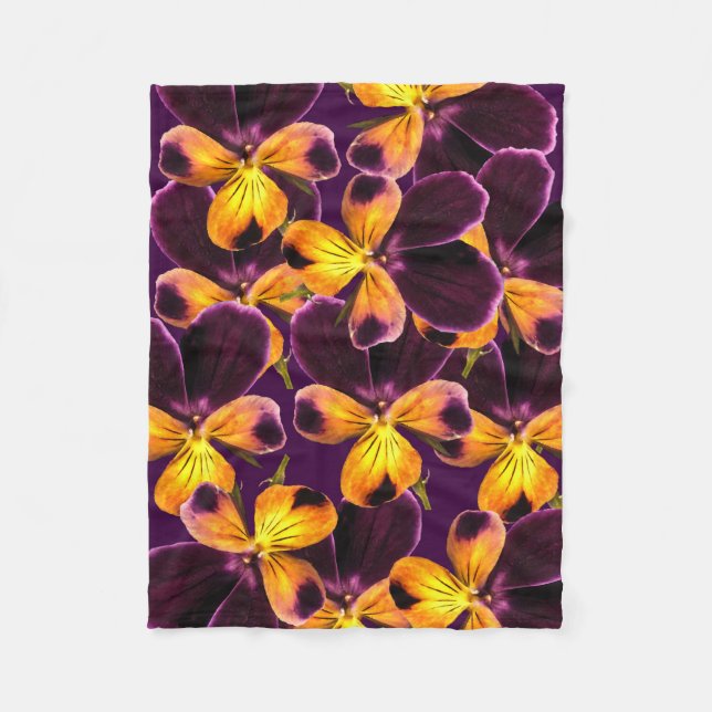 Johnny Jump Up Flower Purple Floral Fleece Blanket (Front)