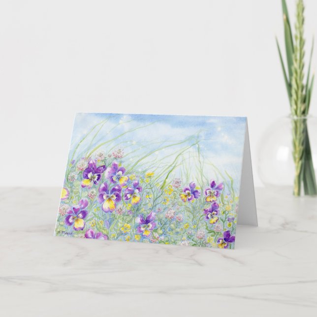 Johnny-Jump-Ups Blank Notecard (Front)