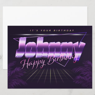 Johnny Name Vorname lila retro Karte Geburtstag Card