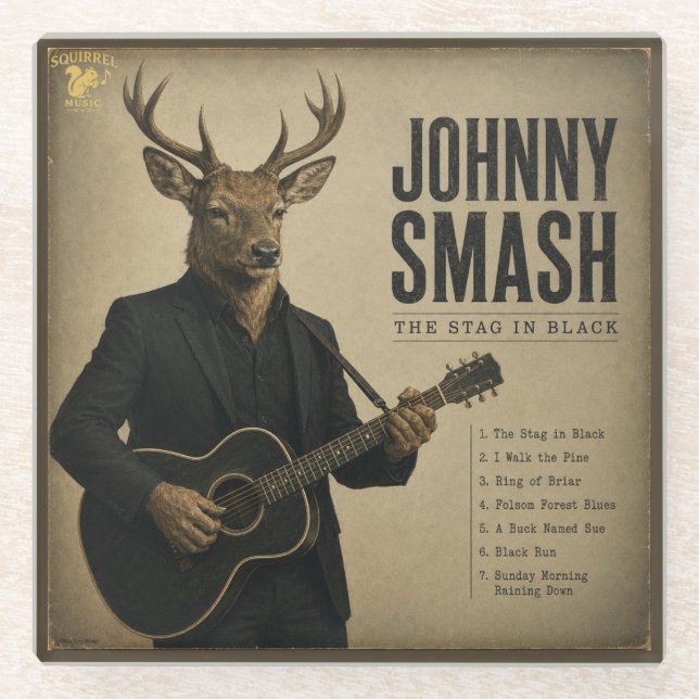 Johnny Smash Album: a Parody Glass Coaster (Front)
