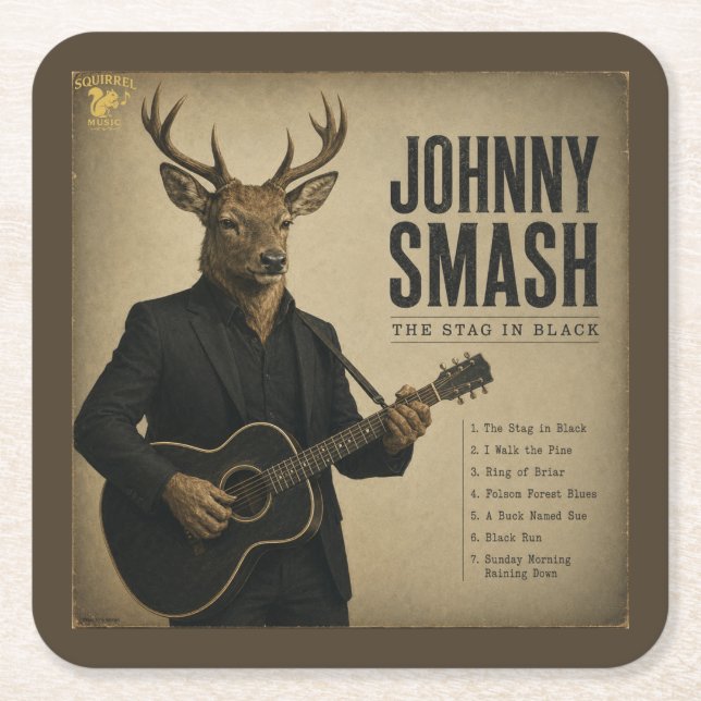 Johnny Smash Album: a Parody Square Paper Coaster (Front)