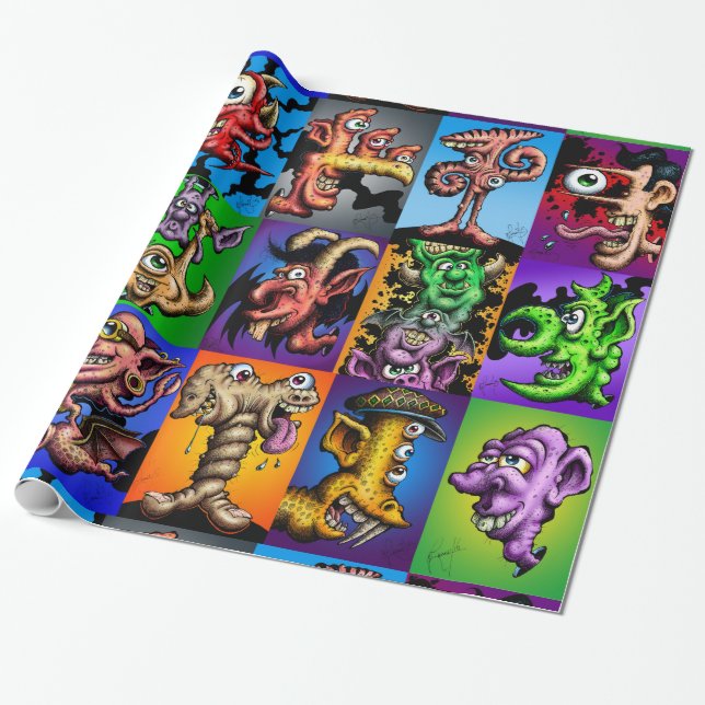 Johnny 'Toons "Colourful Creeps" Gift Wrap (Unrolled)