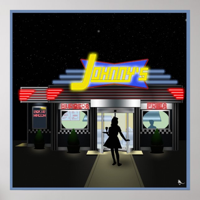 Johnny's Curb Service Retro Drive In Poster (Front)