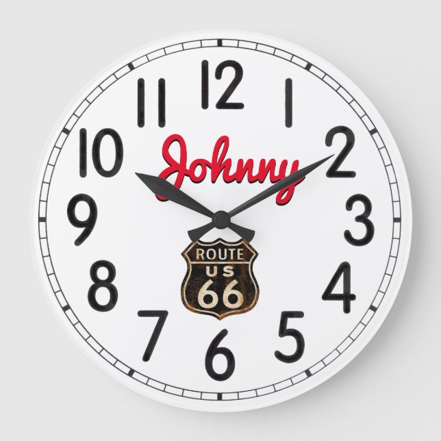 Johnny's Route 66 Large Clock (Front)