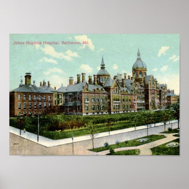 Johns Hopkins Hospital, Baltimore 1910 Vintage Poster (Front)