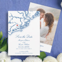 Johns Island SC Map Elegant Navy Blue Wedding