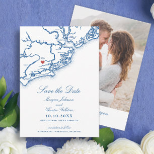 Johns Island SC Map Elegant Navy Blue Wedding Save The Date