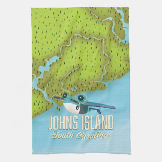 Johns Island ,south Carolina USA map. Tea Towel