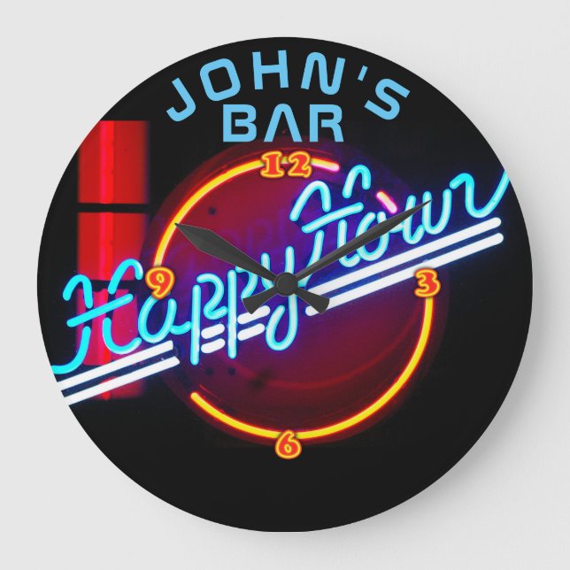 JOHN'S - Name Neon Sign Bar Mancave Den Clock Fun (Front)