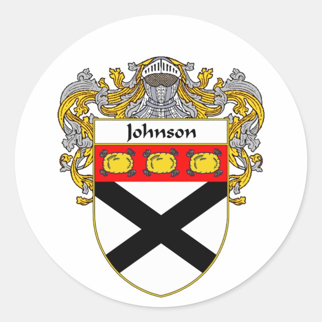 Johnson Coat of Arms (Mantled) Classic Round Sticker (Front)