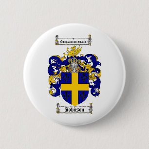 JOHNSON FAMILY CREST -  JOHNSON COAT OF ARMS 6 CM ROUND BADGE