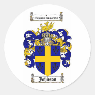 JOHNSON FAMILY CREST -  JOHNSON COAT OF ARMS CLASSIC ROUND STICKER