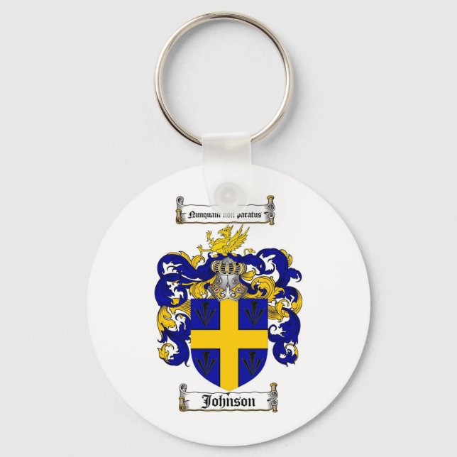 JOHNSON FAMILY CREST -  JOHNSON COAT OF ARMS KEY RING (Front)