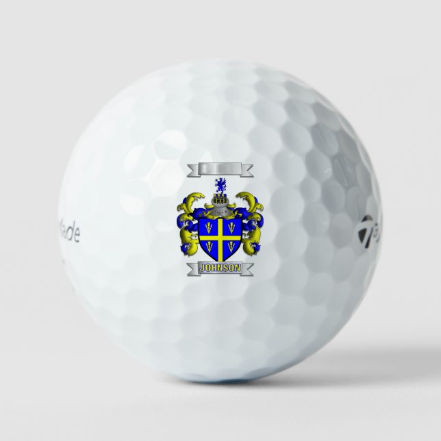 JOHNSON FAMILY NAME SHIELD AND CREST GOLF BALL (Front)