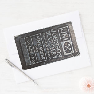 Johnson Matthey Solid 1oz Solid Silver Bar 762835 Rectangular Sticker