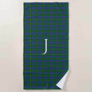 Johnston Clan Tartan Plaid Monogram Beach Towel
