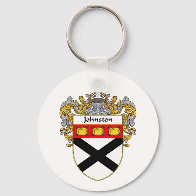 Johnston Coat of Arms/Family Crest (Mantled) Key Ring (Front)