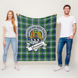 Johnston Dress Clan Badge Tartan Plaid Fleece Blanket