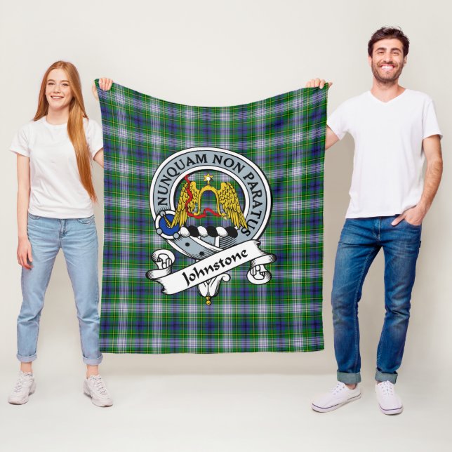Johnston Dress Clan Badge Tartan Plaid Fleece Blanket (In Situ)